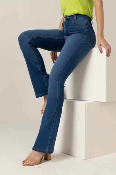 Calça Flare Jeans Feminina Azul Médio F2023028
