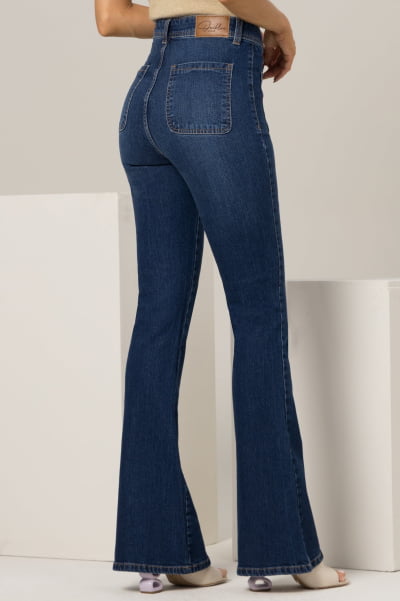 Calça Flare Jeans Feminina Azul Médio F2023140