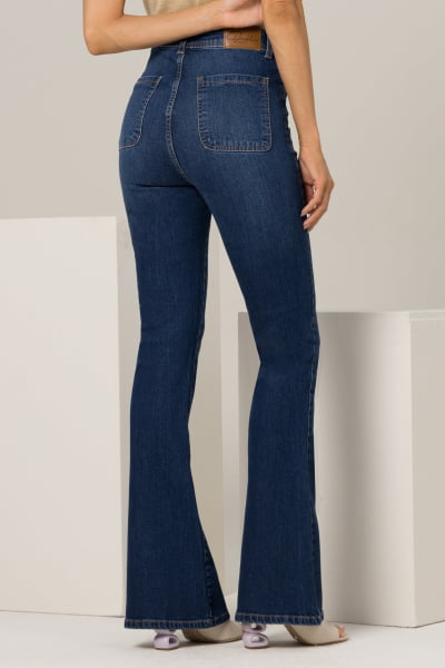Calça Flare Jeans Feminina Azul Médio F2023140