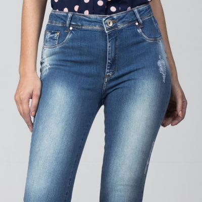 Calça Jeans Feminina Skinny Cintura Alta F2021753