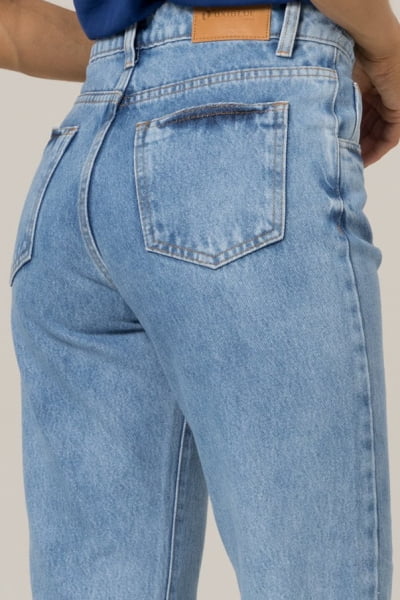 Calça Jeans Feminina Mom Azul Claro F2913