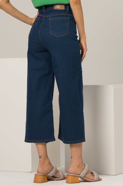 Calça Jeans Feminina Pantacourt Azul Escuro F2023141