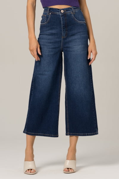 Calça Jeans Feminina Pantacourt Azul Escuro F2023138