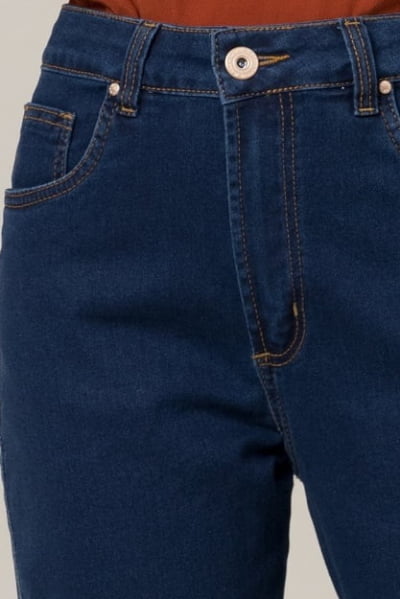 Calça Jeans Feminina Mom Azul Escuro F2023177