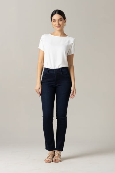 Calça Jeans Feminina Reta Escura F2023106