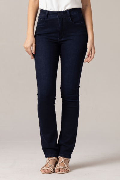 Calça Jeans Feminina Reta Escura F2023106