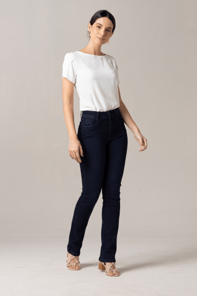 Calça Jeans Feminina Reta Escura F2023106