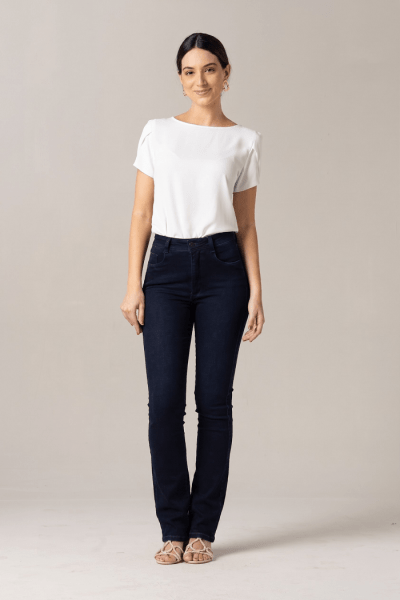 Calça Jeans Feminina Reta Escura F2023106