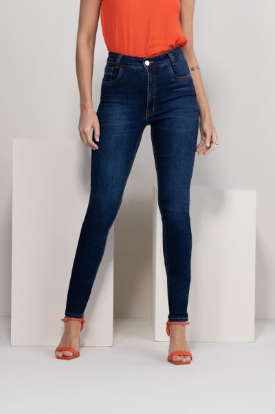 Calça Jeans Feminina Skinny Azul Escuro F2023037