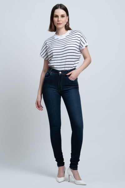 Calça Jeans Feminina Skinny Azul Escuro F2941