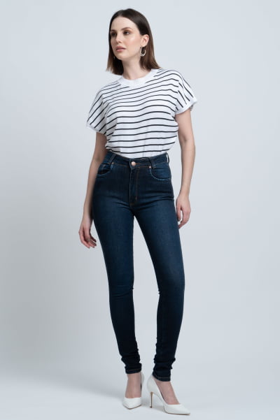 Calça Jeans Feminina Skinny Azul Escuro F2941