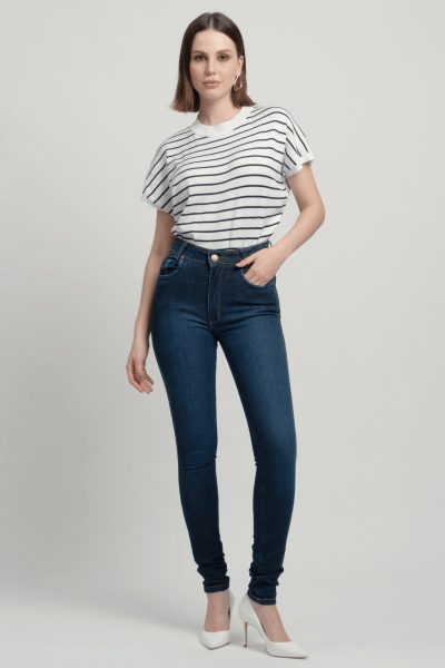 Calça Jeans Feminina Skinny Azul Escuro F2941