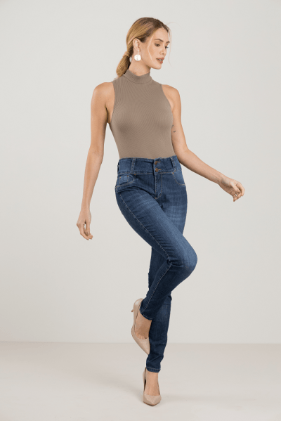 Calça Jeans Feminina Skinny Azul Médio F2023156