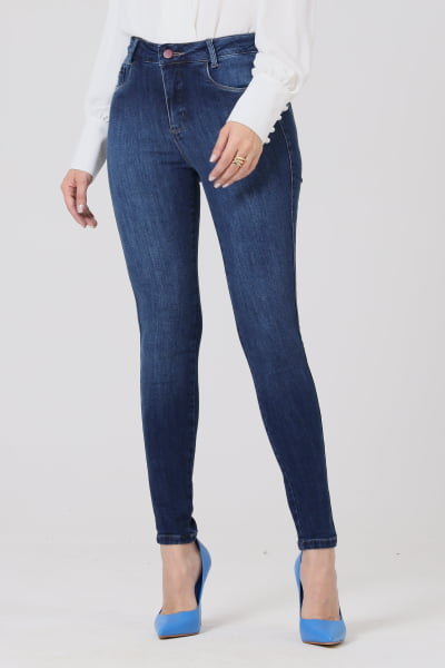 Calça Jeans Feminina Skinny Azul Médio F2857