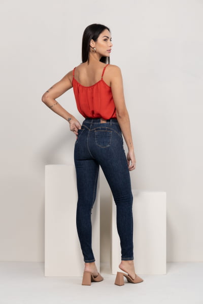 Calça Jeans Feminina Skinny Escura F2023011