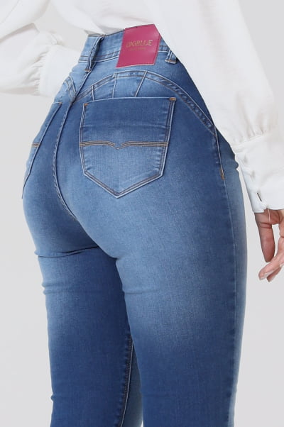 Calça Jeans Feminina Skinny Push Up Azul claro F2856