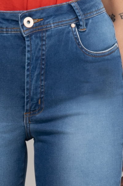 Calça Jeans Feminina Skinny Push Up Azul Médio F2023013