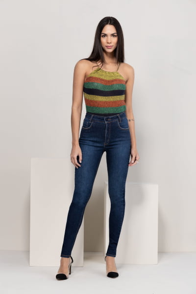 Calça Jeans Feminina Skinny Escura F2023038
