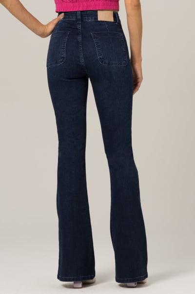 Calça Jeans Flare Bolso Frontal Azul Escuro F2023142