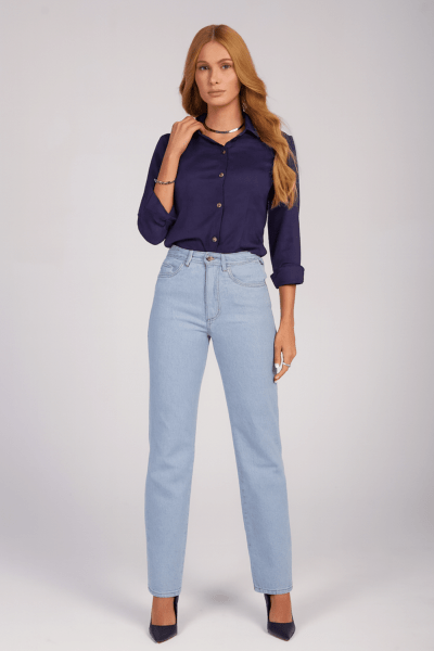 Calça Jeans Mom Azul Claro F24901 Calça Jeans Mom Azul Claro F24901