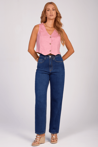 Calça Jeans Mom Azul Escuro F24412