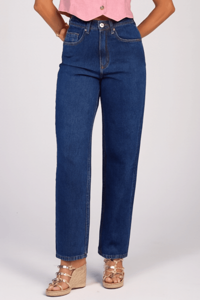Calça Jeans Mom Azul Escuro F24412 Calça Jeans Mom Azul Escuro F24412