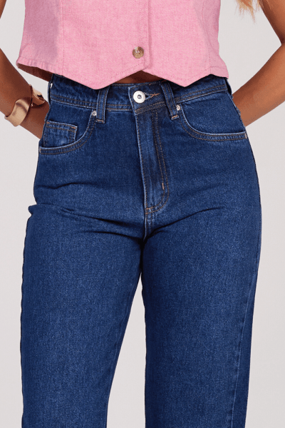 Calça Jeans Mom Azul Escuro F24412