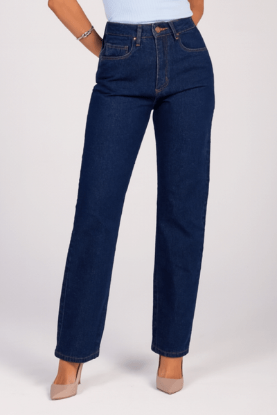 Calça Jeans Mom Azul Escuro F25014 Calça Jeans Mom Azul Escuro F25014