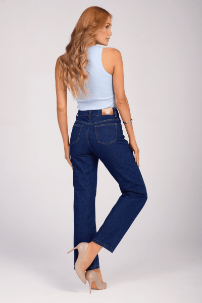 Calça Jeans Mom Azul Escuro F25014