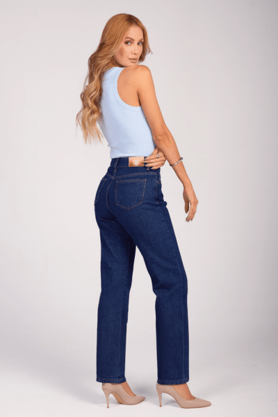Calça Jeans Mom Azul Escuro F25014