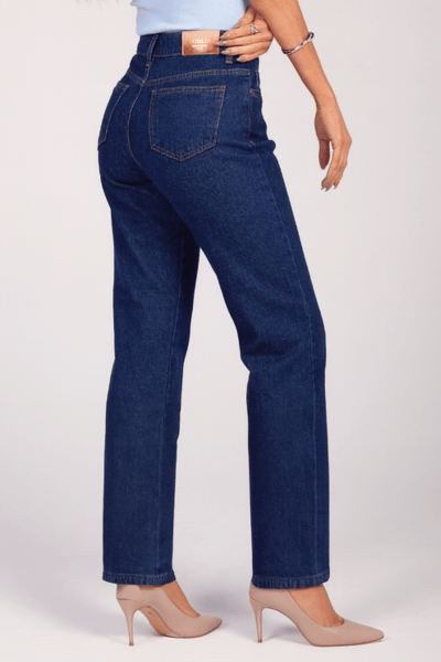 Calça Jeans Mom Azul Escuro F25014