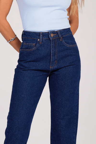 Calça Jeans Mom Azul Escuro F25014