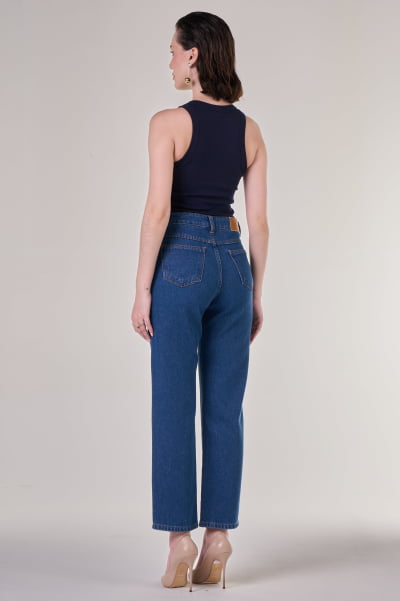 Calça Jeans Mom Azul Médio F24092