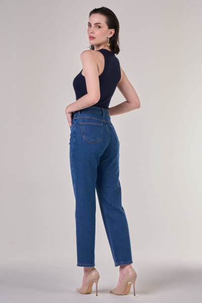 Calça Jeans Mom Azul Médio F24092