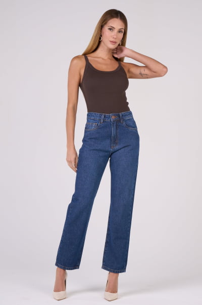 Calça Jeans Mom Azul Médio F24091