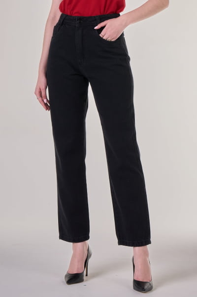 Calça Jeans Mom Black Estonado F24069