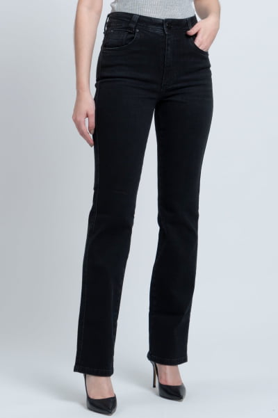 Calça Jeans Reta Black Estonada F24027