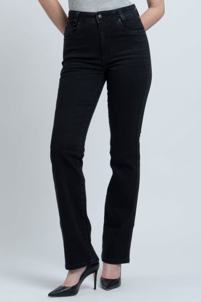 Calça Jeans Reta Black Estonada F24026