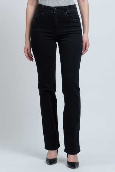 Calça Jeans Reta Black Estonada F24026