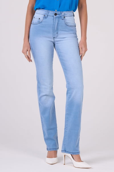 Calça Jeans Reta Feminina Azul Claro F2918