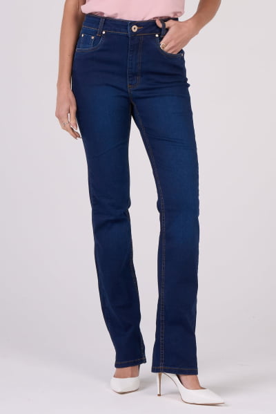 Calça Jeans Reta Feminina Azul Escuro F2919