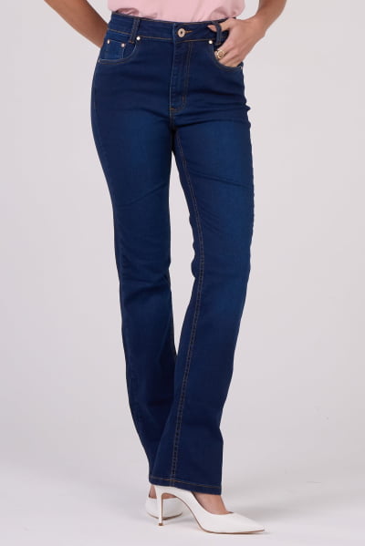 Calça Jeans Reta Feminina Azul Escuro F2919