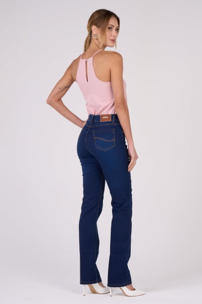 Calça Jeans Reta Feminina Azul Escuro F2919