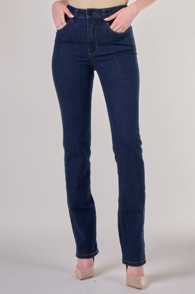 Calça Jeans Reta Feminina Escura F24057