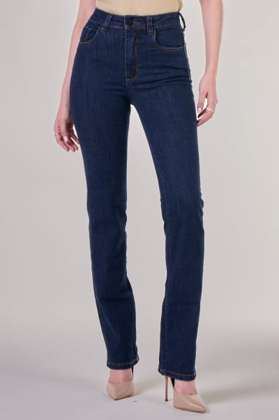 Calça Jeans Reta Feminina Escura F24057