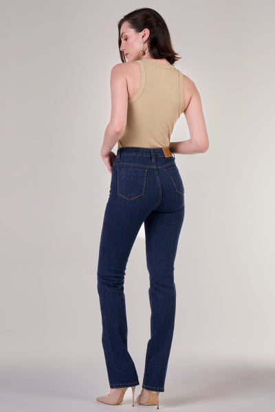 Calça Jeans Reta Feminina Escura F24057