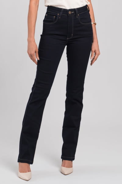 Calça Jeans Reta Feminina Escura F2920