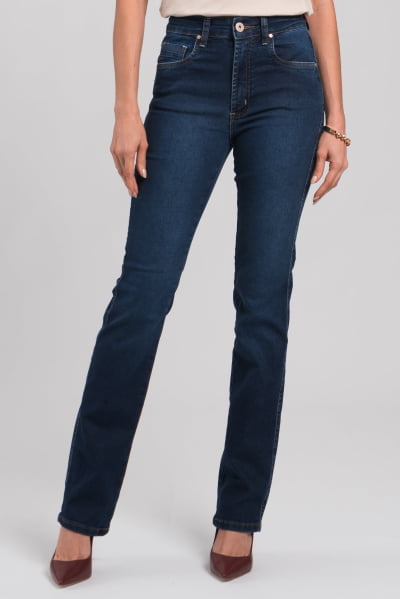Calça Jeans Reta Feminina Escuro F2917