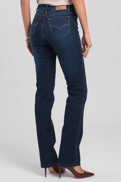 Calça Jeans Reta Feminina Escuro F2917