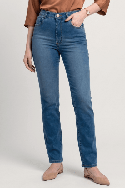 Calça Jeans Reta Feminina F24029 Calça Jeans Reta Feminina F24029